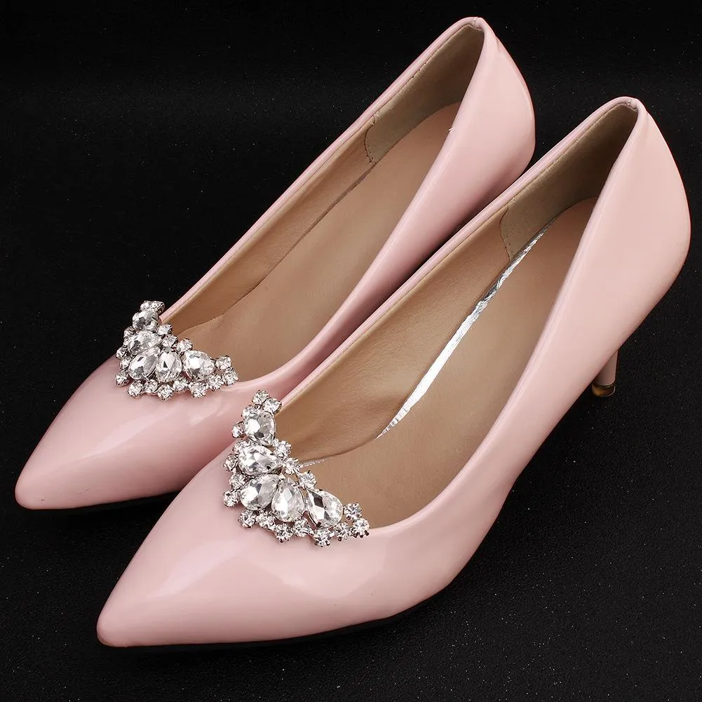 1 Pair Rhinestones Shoe Buckles Elegant Bride Wedding Shoes Clip