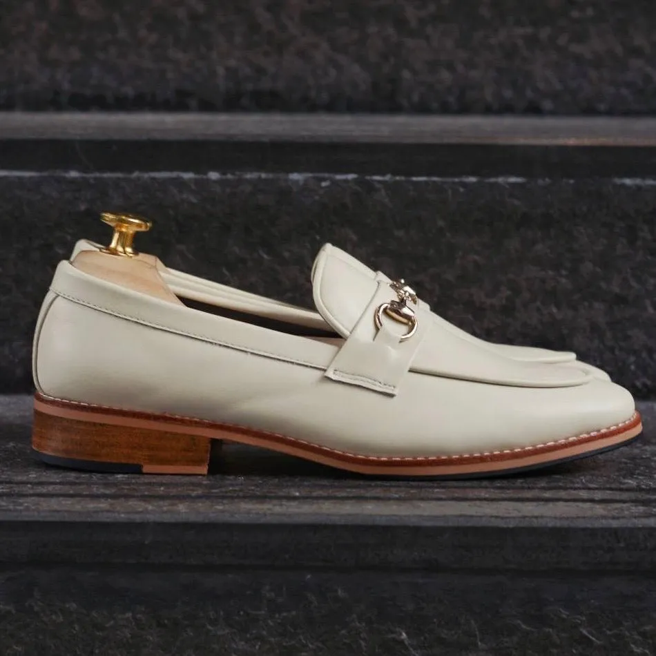 702 Horsebit Loafer MattCream - Wooden Soles