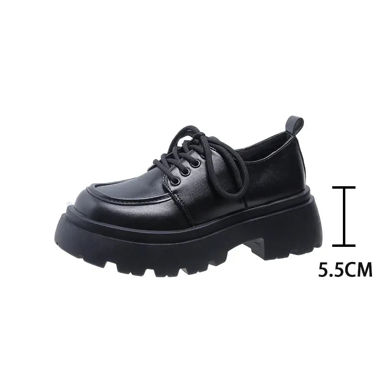 Aiertu Back  to school Women Spring New Black Platform Flats Shoes Women Loafers Slip on Boat Shoes Designer Casual Leather Oxfords