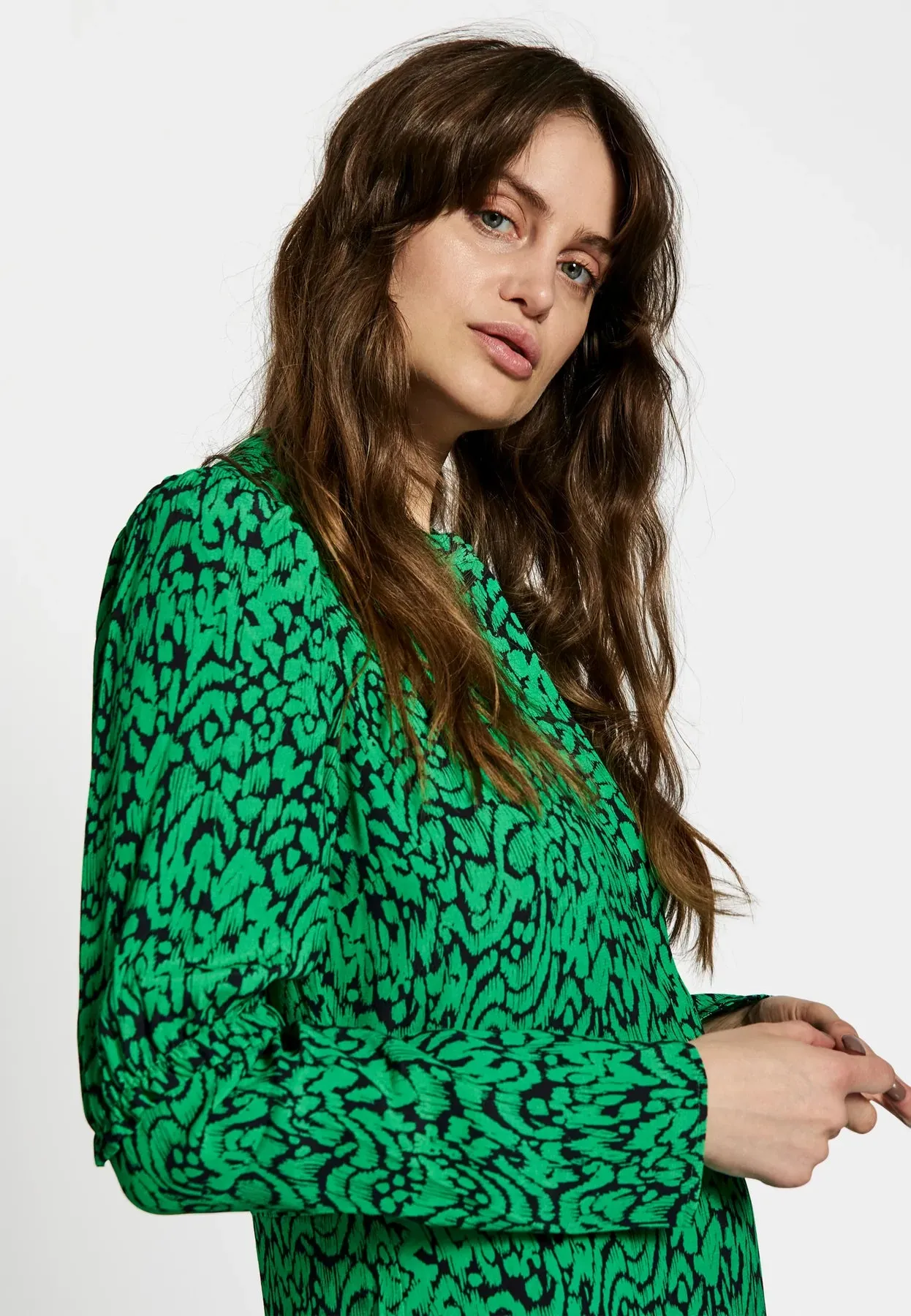 Alana Dress - Black/Green Print