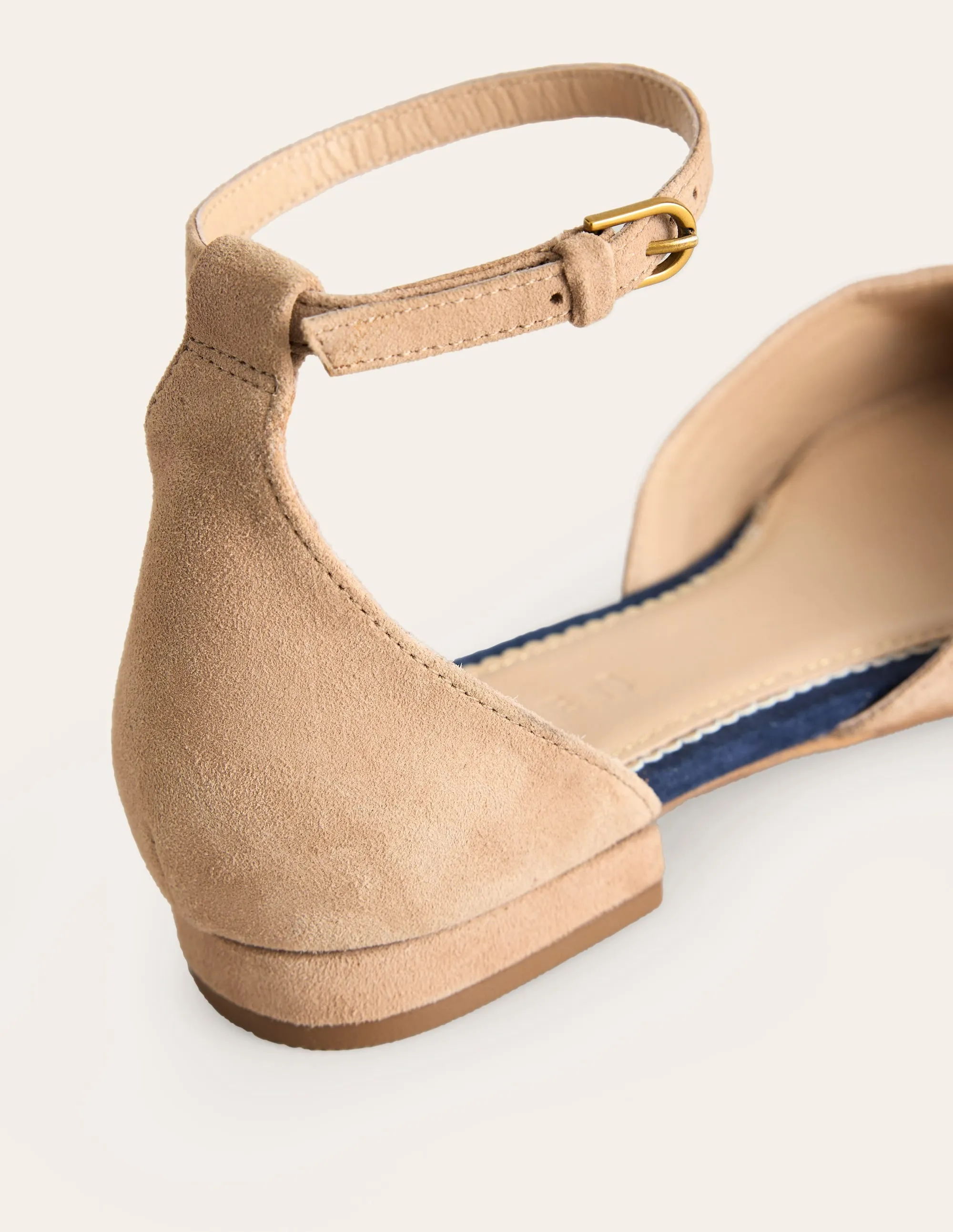 Ankle Strap Point Flats-Macchiato Suede