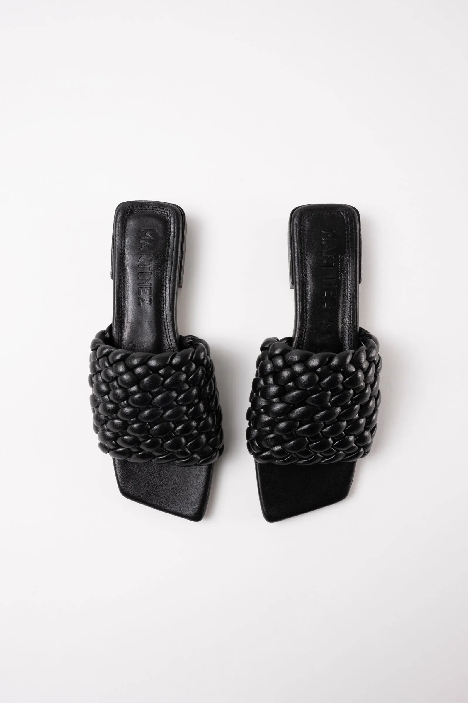 ASTER - Black Woven Leather Flats