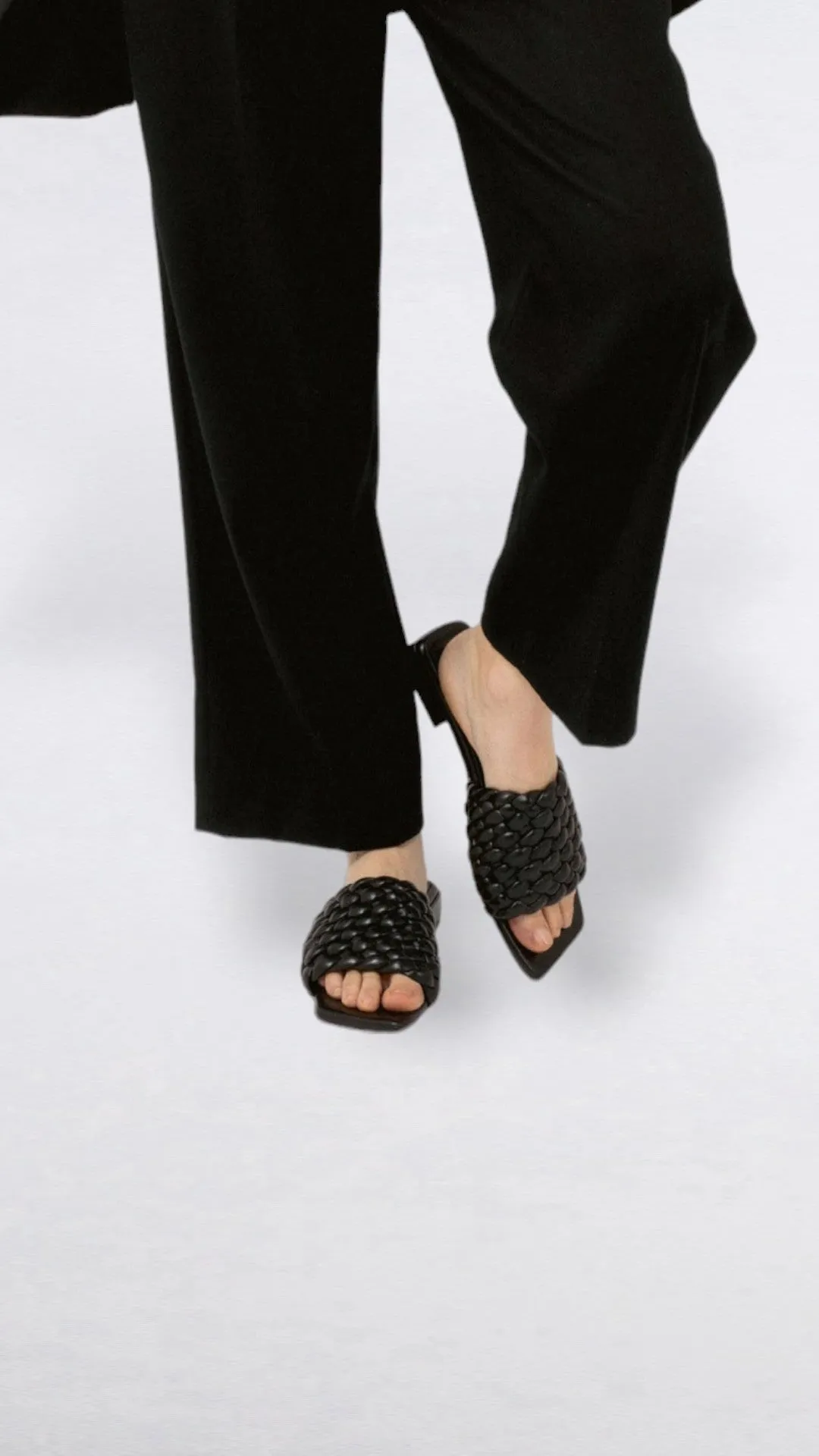 ASTER - Black Woven Leather Flats