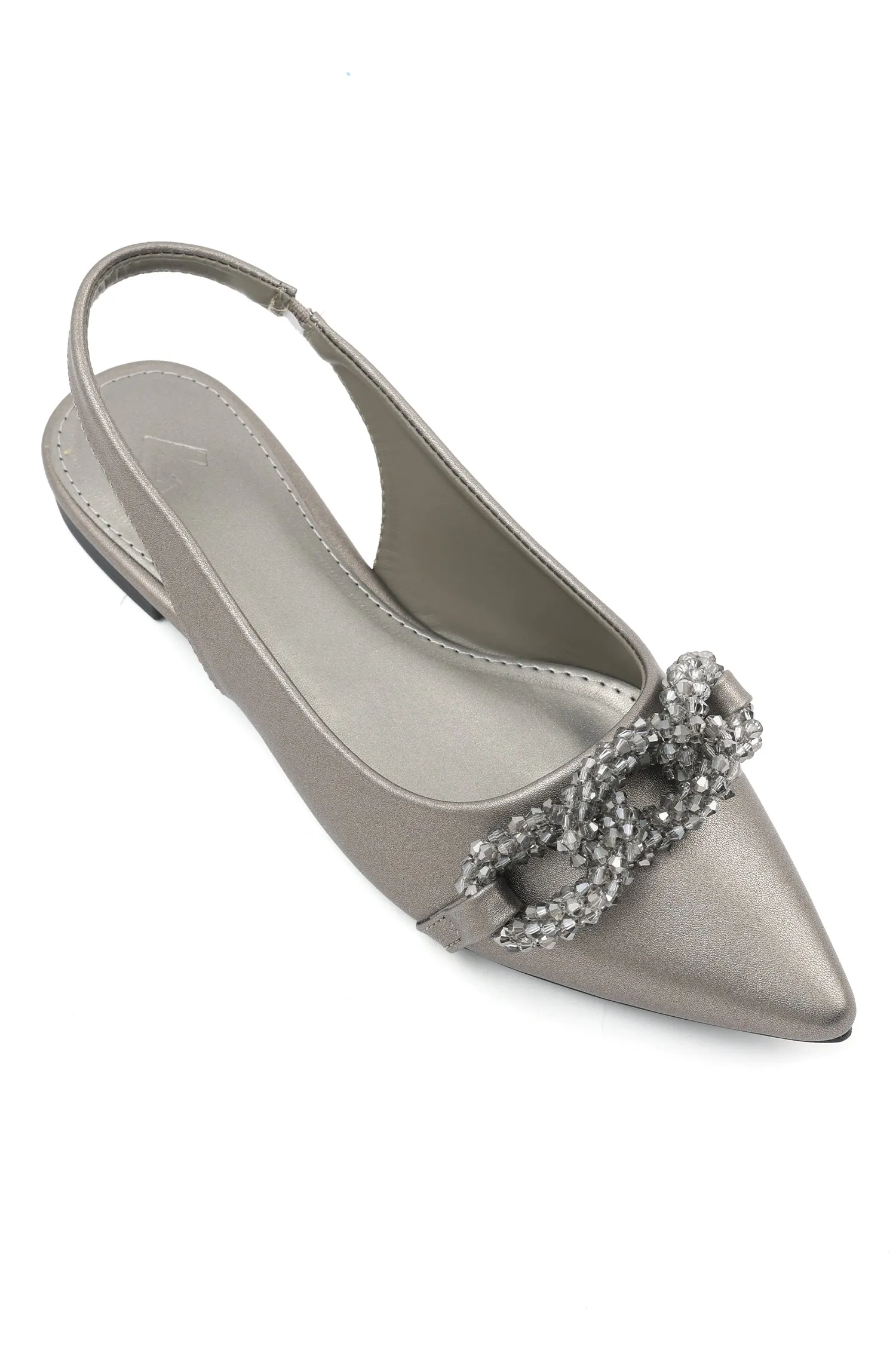 BEADED KNOT FLATS-PEWTER