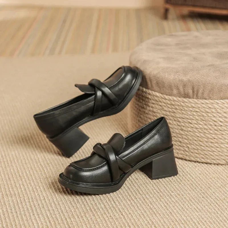 binfenxie  -  Mid Heel Women Shoes Loafers 2023 New Fashion Genuine Leather Casual Spring Shoes Ladies College Style Oxford Shoes Women