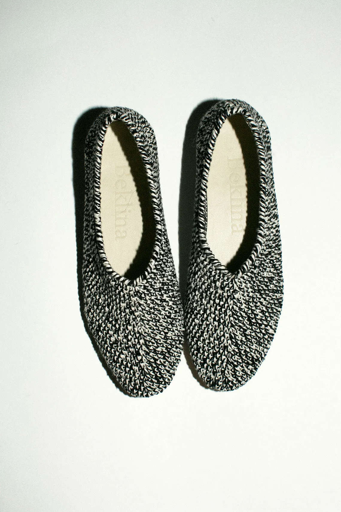 Black & Off White Crochet Flat