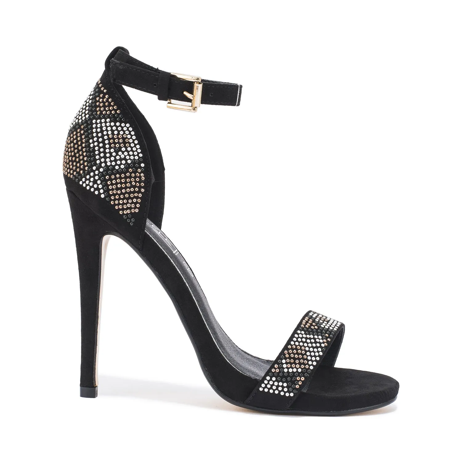 Black Embelished Detail Stiletto Sandal