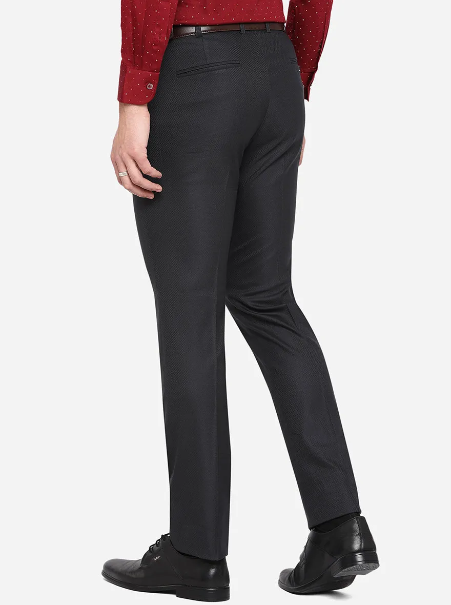 Blue Solid Slim Fit Formal Trouser | JB Studio