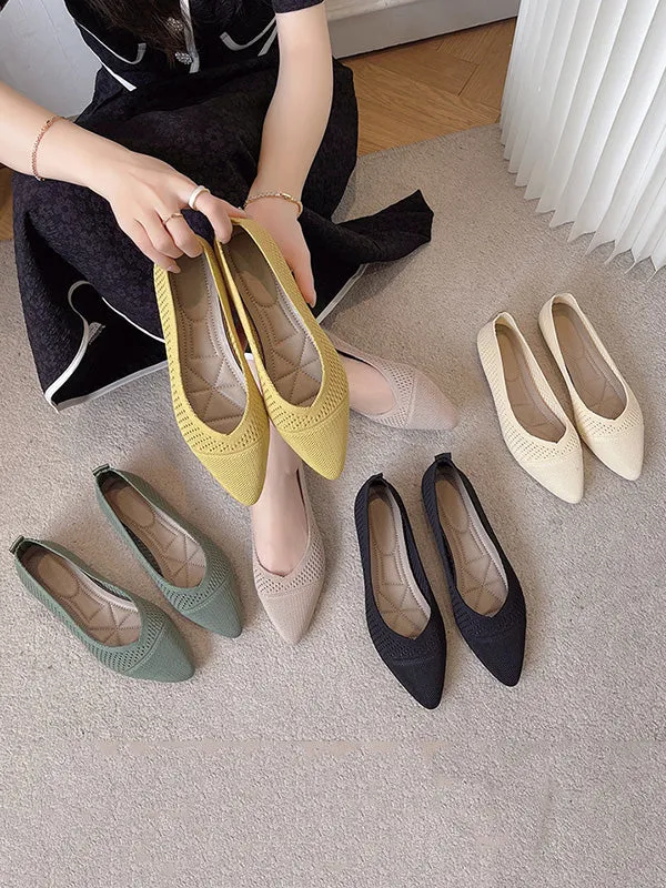 Breathable Hollow Solid Color Flat Shoes