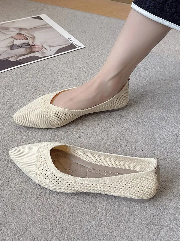 Breathable Hollow Solid Color Flat Shoes