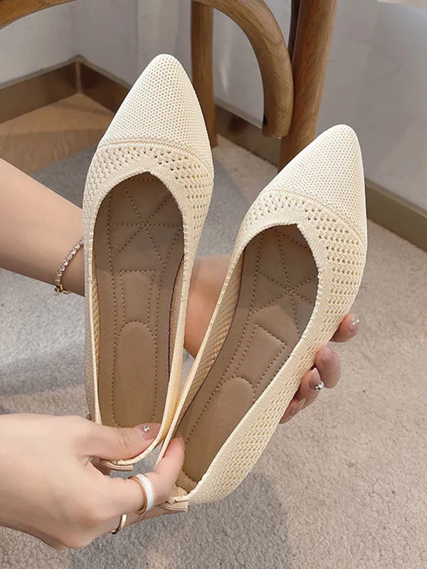 Breathable Hollow Solid Color Flat Shoes