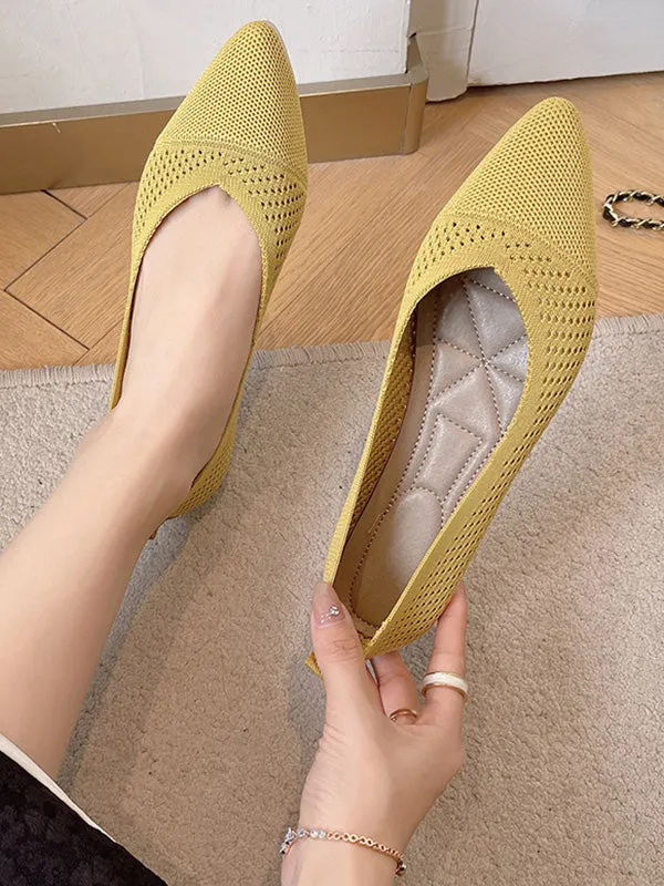 Breathable Hollow Solid Color Flat Shoes