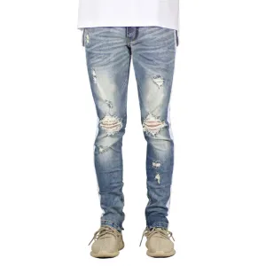 Breathable Straight Pants Mid Waisted Jeans Men's Ripped Jeans