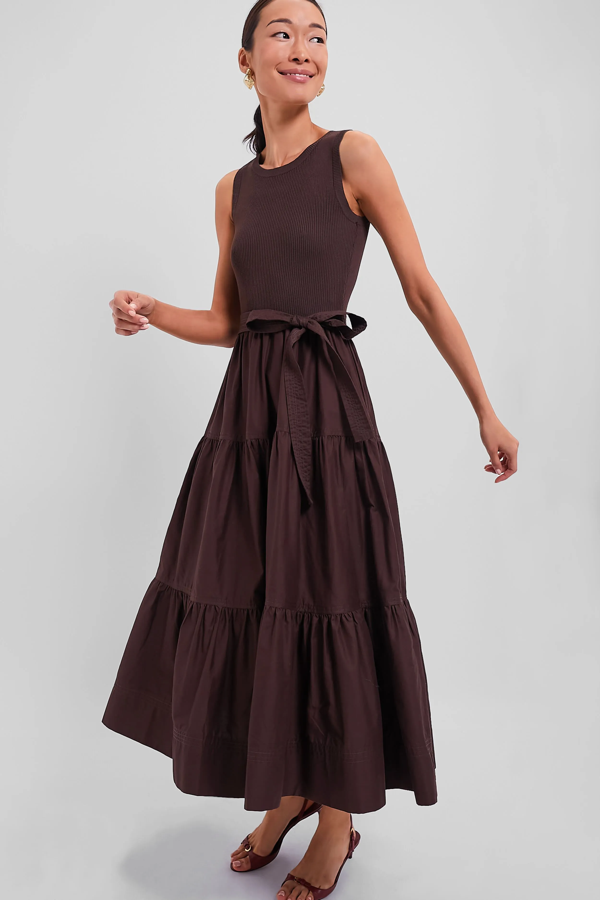 Brown Sleeveless Maxi Dress