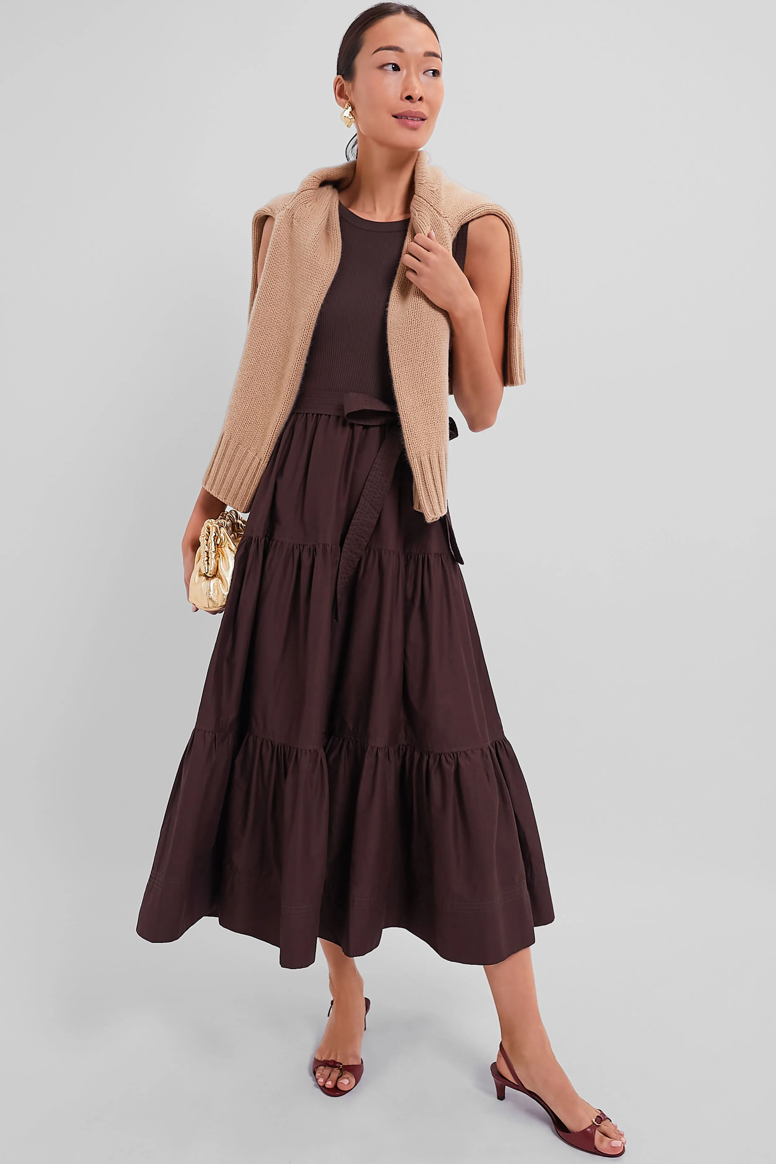 Brown Sleeveless Maxi Dress