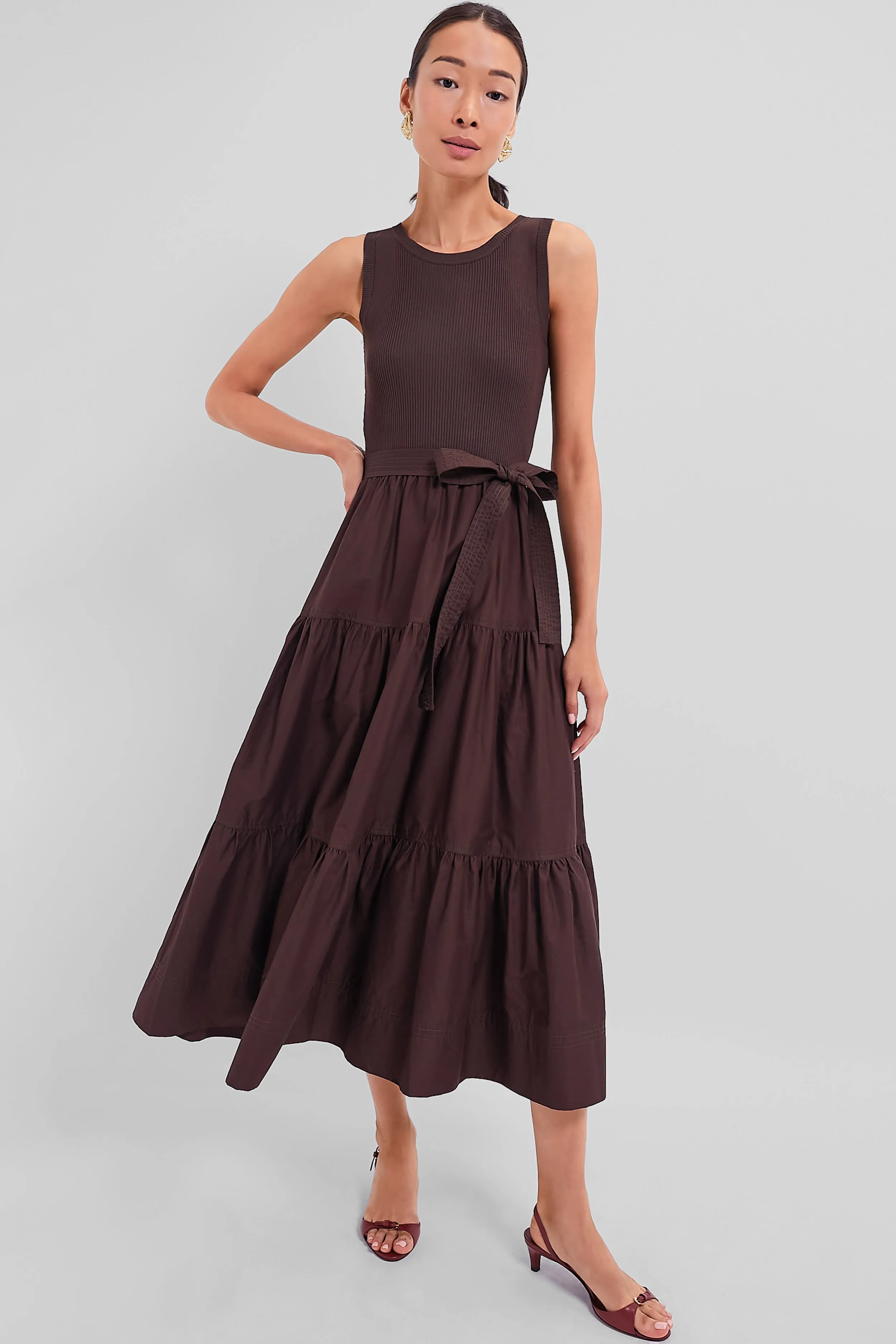 Brown Sleeveless Maxi Dress