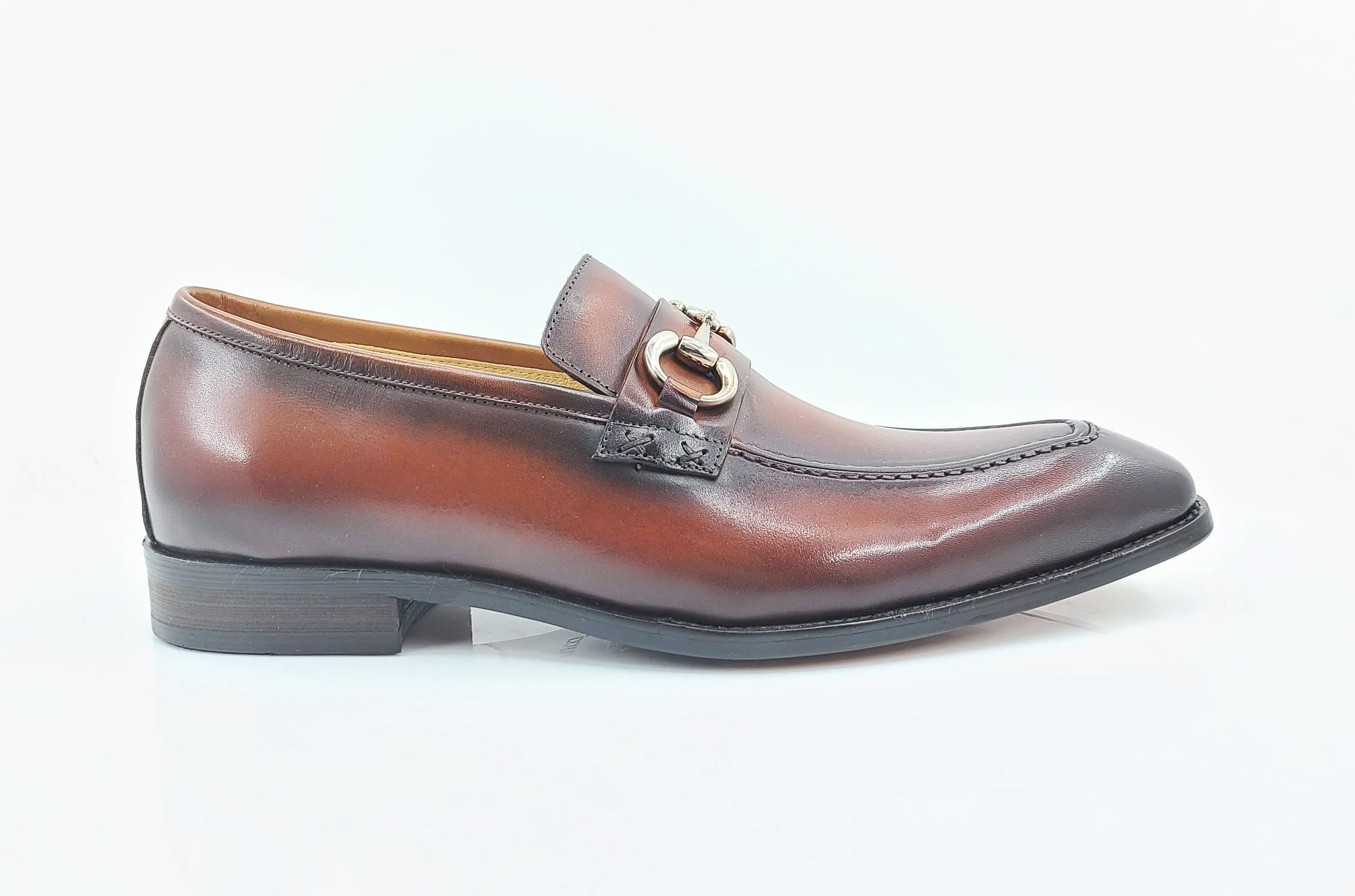 Burnished Calfskin Slip-On Loafer Whiskey