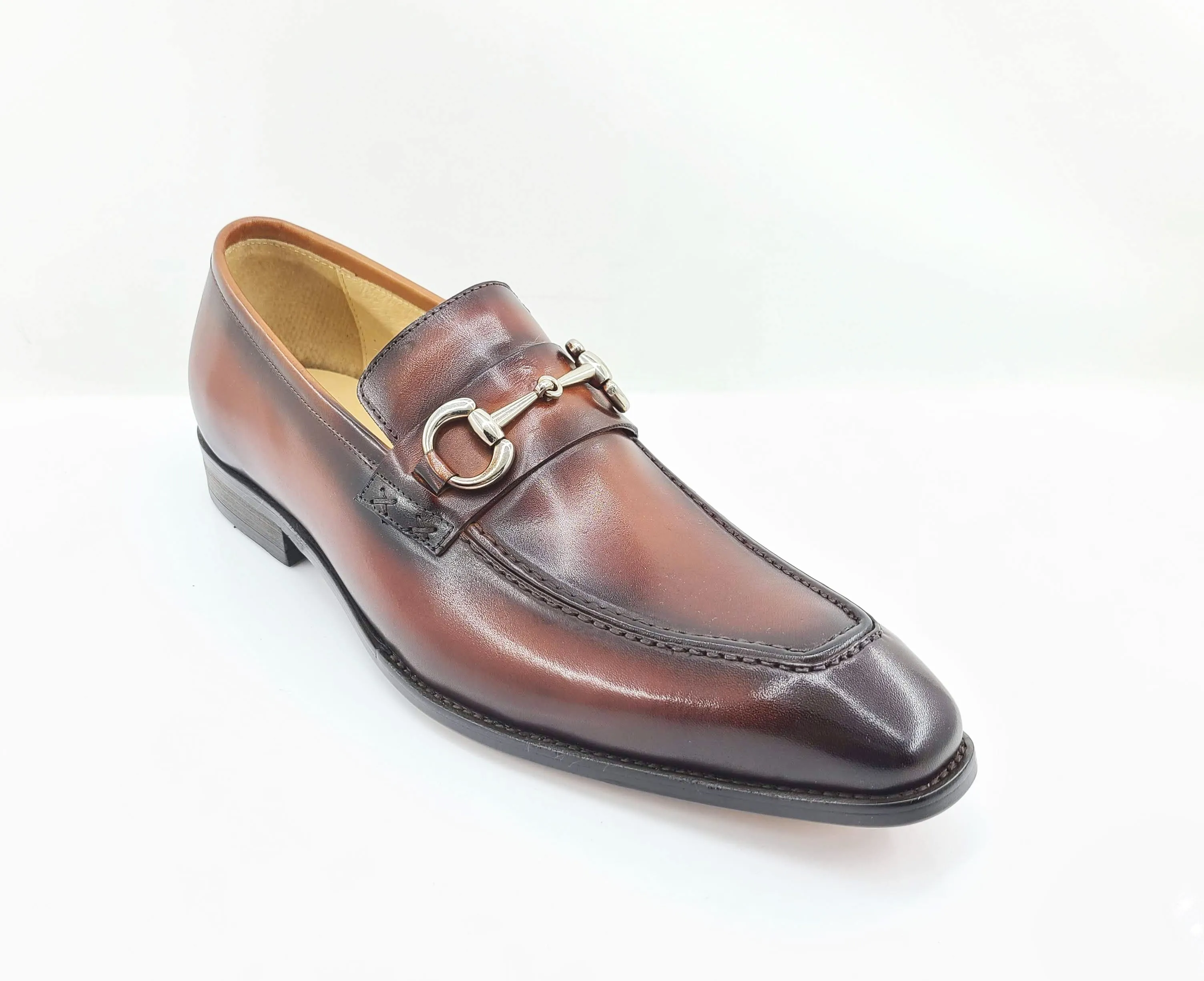 Burnished Calfskin Slip-On Loafer Whiskey