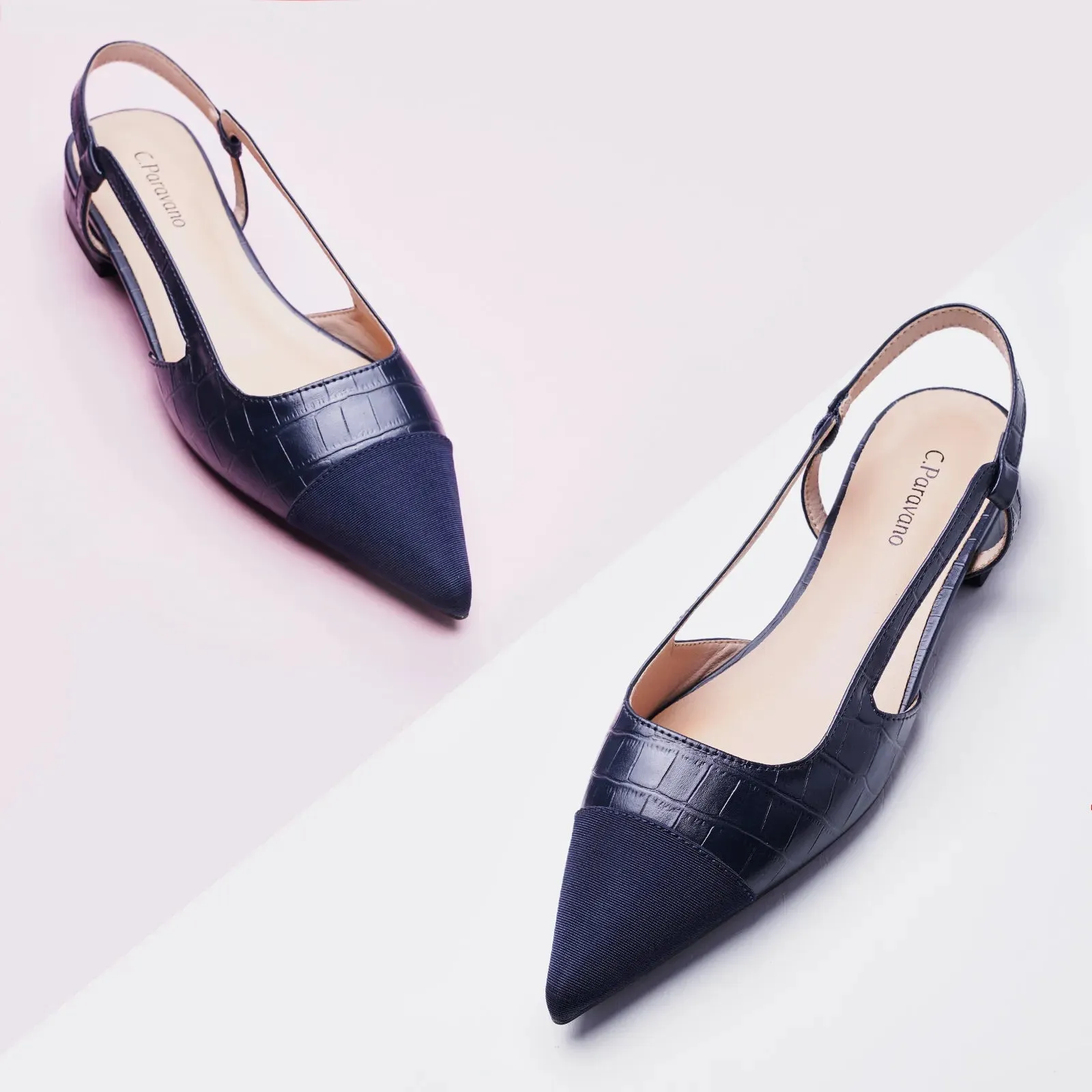 Cap-Toe Prints Slingback Flats (Freya)