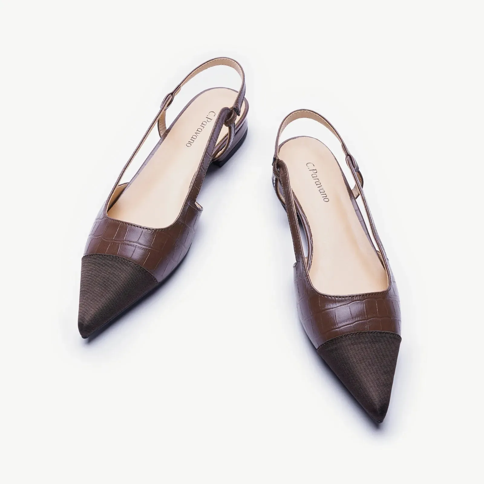 Cap-Toe Prints Slingback Flats (Freya)