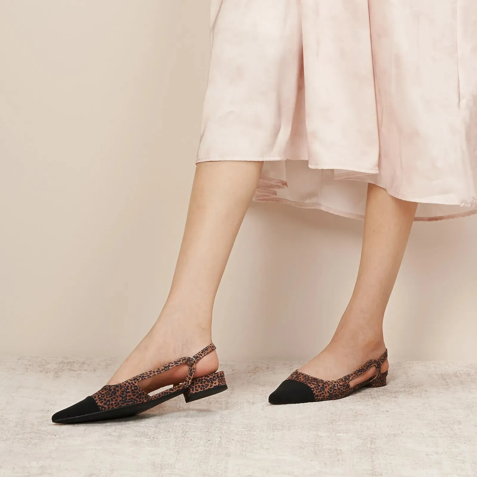 Cap-Toe Prints Slingback Flats (Freya)