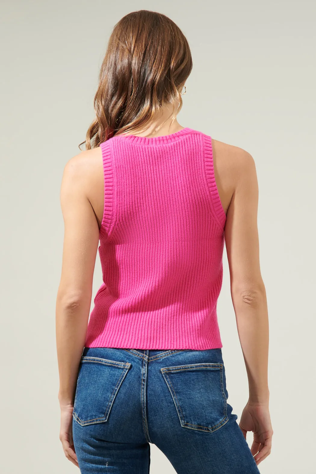 Charter Ribbed Knit Racer Sweater Tank