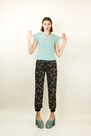 Courreges c. 1970's Sheer & Floral Applique Pants