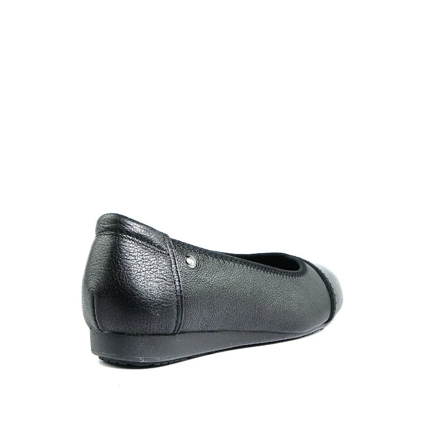 Ebony Vague Toe Cap Women's Shoes - Black Leather