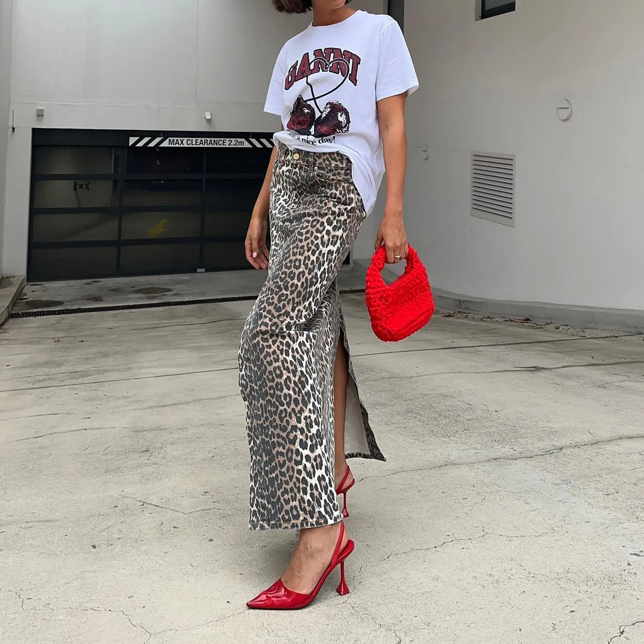 Fashion Cotton Leopard Print Ankle-Length Straight Skirt