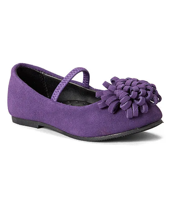 FINAL SALE - L'Amour Girls A426 Purple Pom Pom Flats