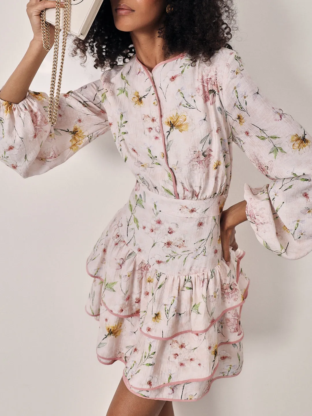 Florence Floral Tiered Day Dress | Cream