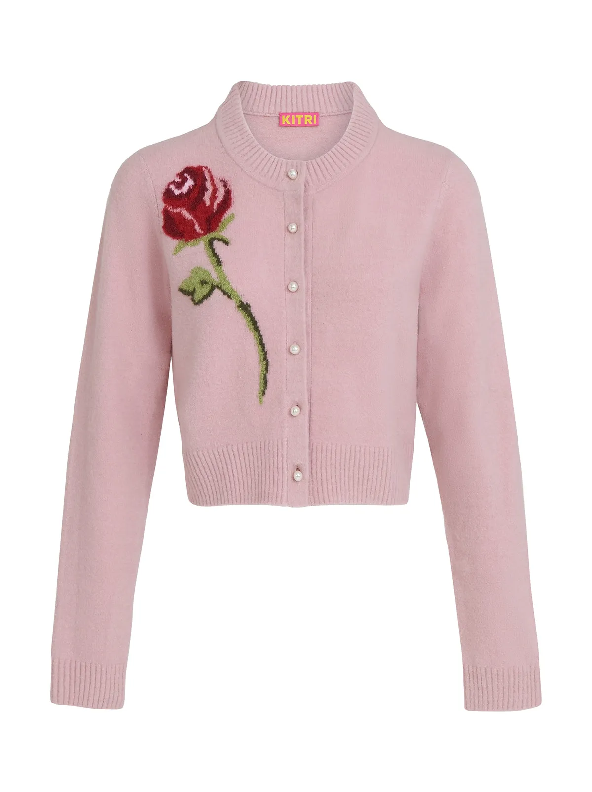 Ginnie Pink Rose Embroidered Cardigan