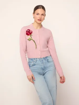 Ginnie Pink Rose Embroidered Cardigan