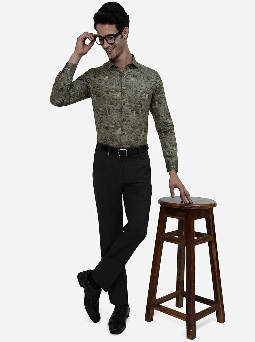 Golden Printed Slim Fit Party Wear Shirt | JB Studio