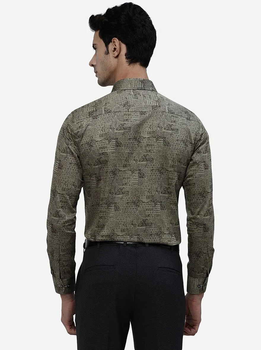 Golden Printed Slim Fit Party Wear Shirt | JB Studio