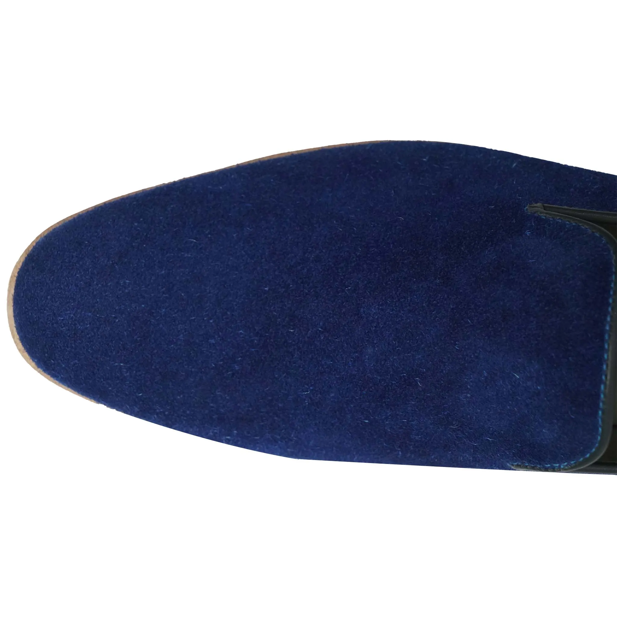 Handmade Men's Blue Suede Leather Moccasin Loafers