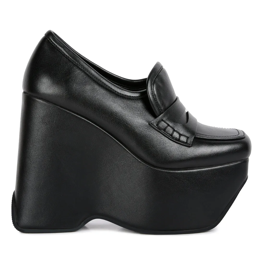 High Platform Wedge Loafers