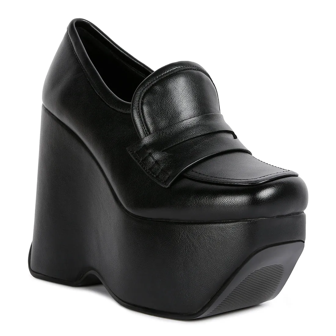 High Platform Wedge Loafers