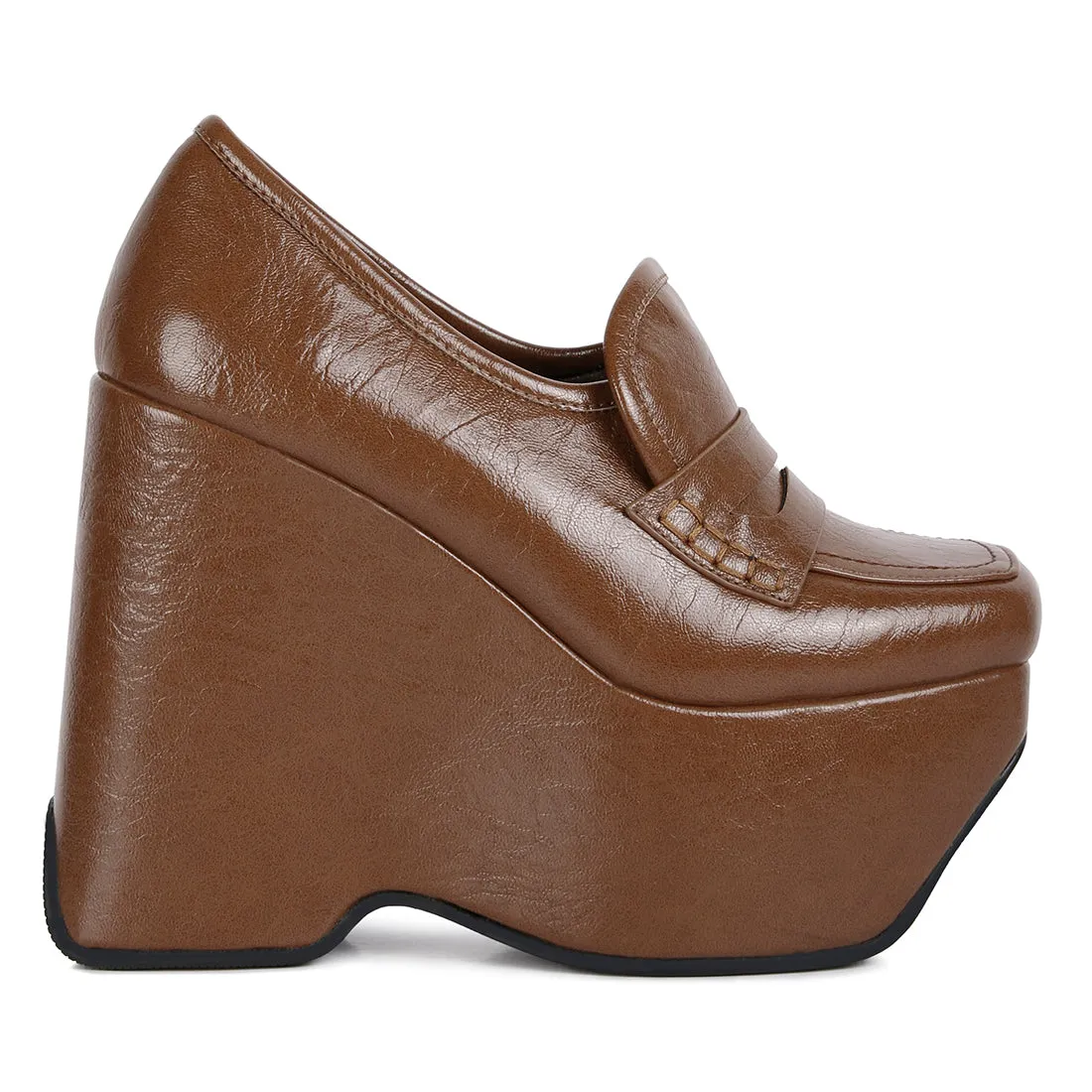 High Platform Wedge Loafers