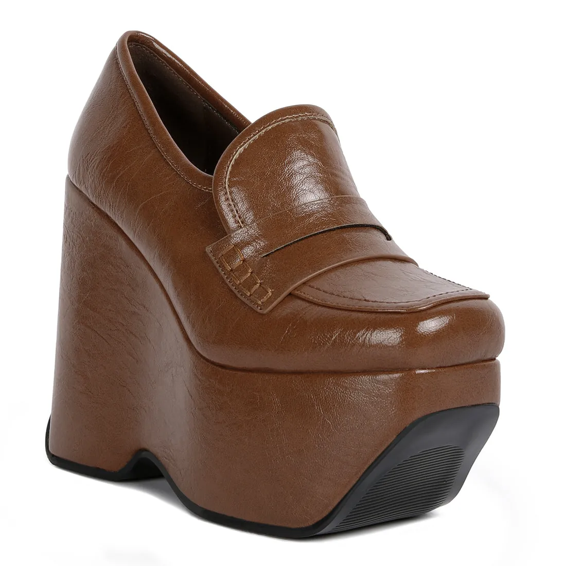 High Platform Wedge Loafers