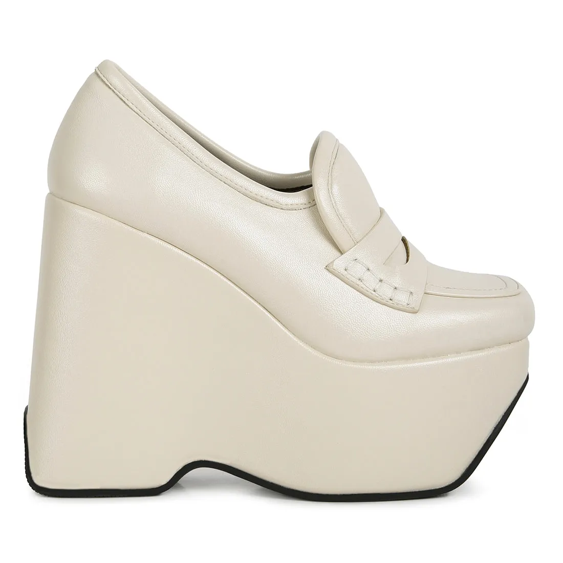 High Platform Wedge Loafers