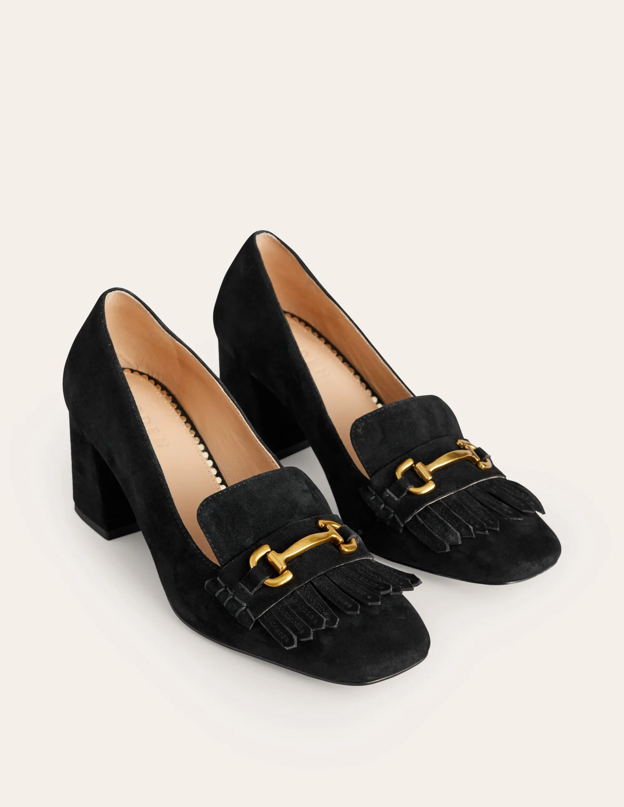 Iris Ghillie Heeled Loafers-Black Suede