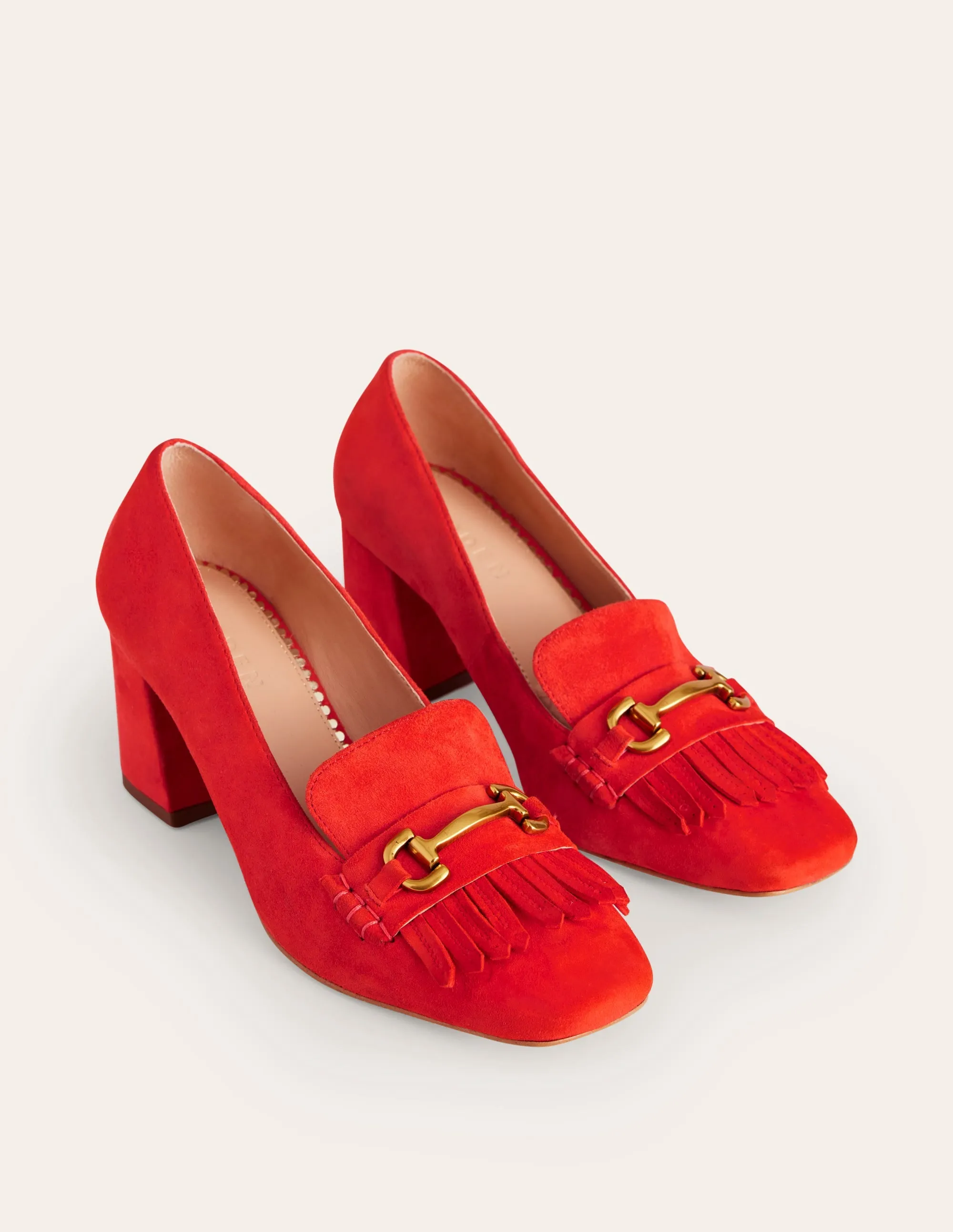 Iris Ghillie Heeled Loafers-Red Suede