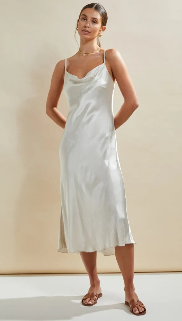 IRIS SATIN DRESS - PEARL