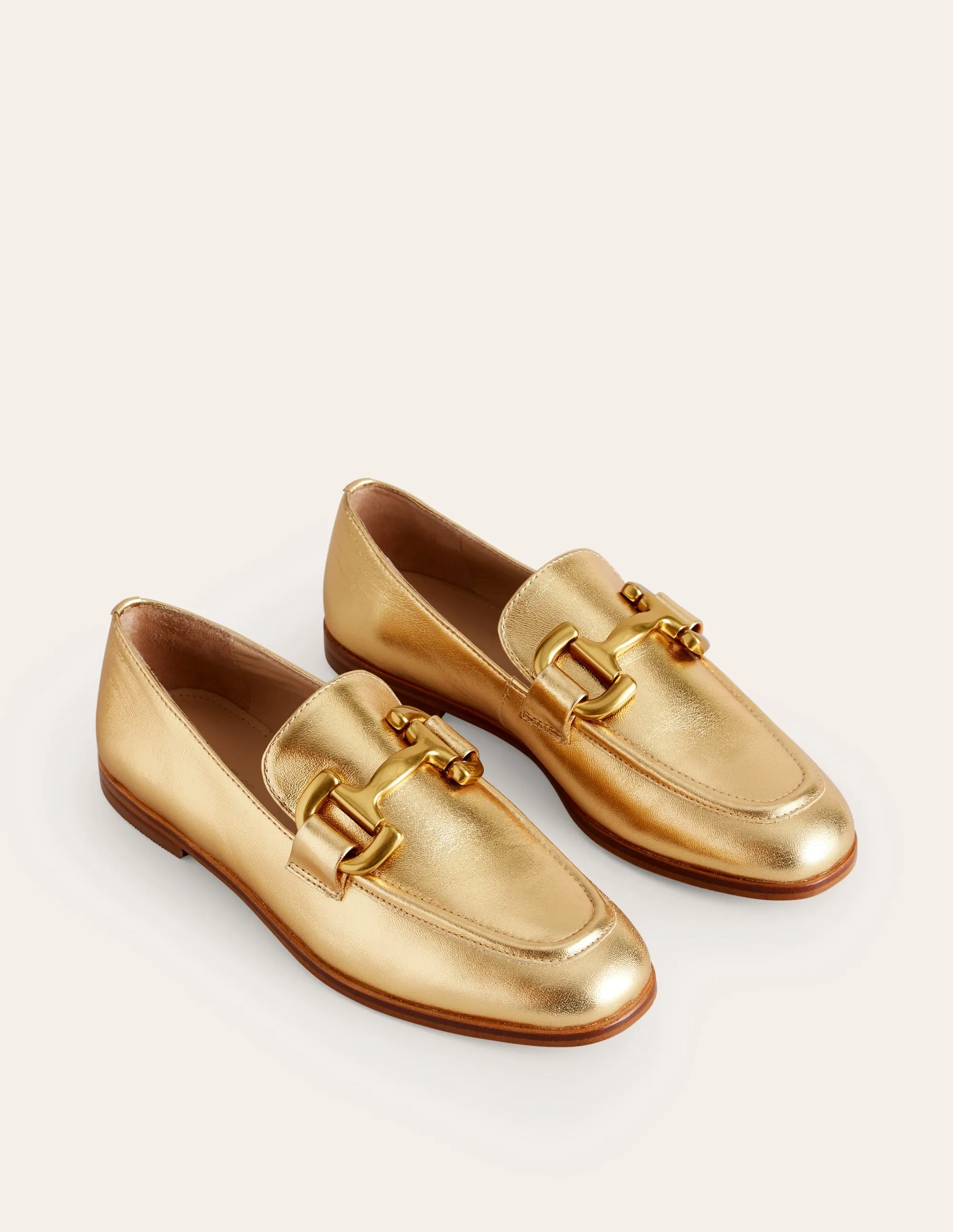 Iris Snaffle Loafers-Gold Leather