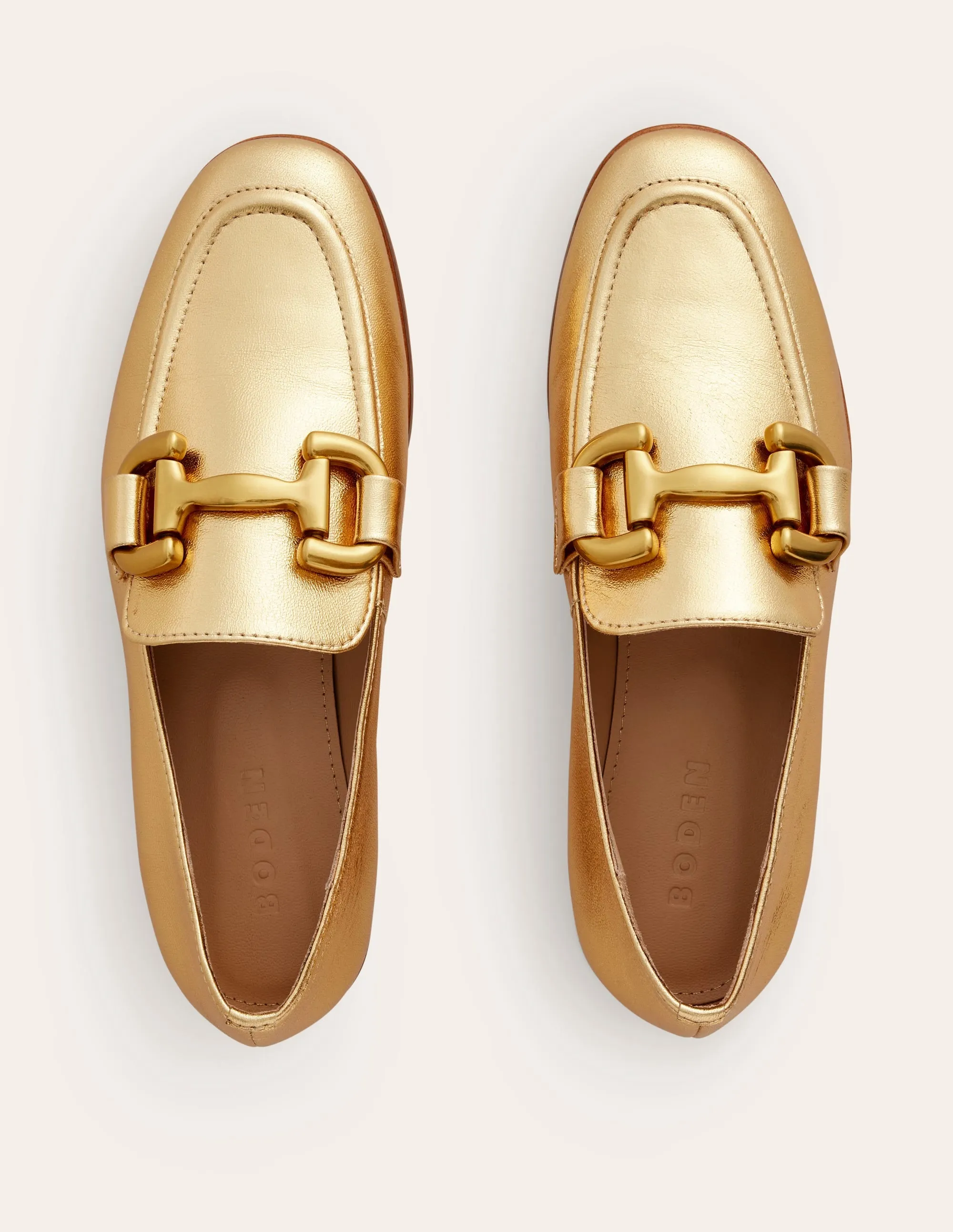 Iris Snaffle Loafers-Gold Leather