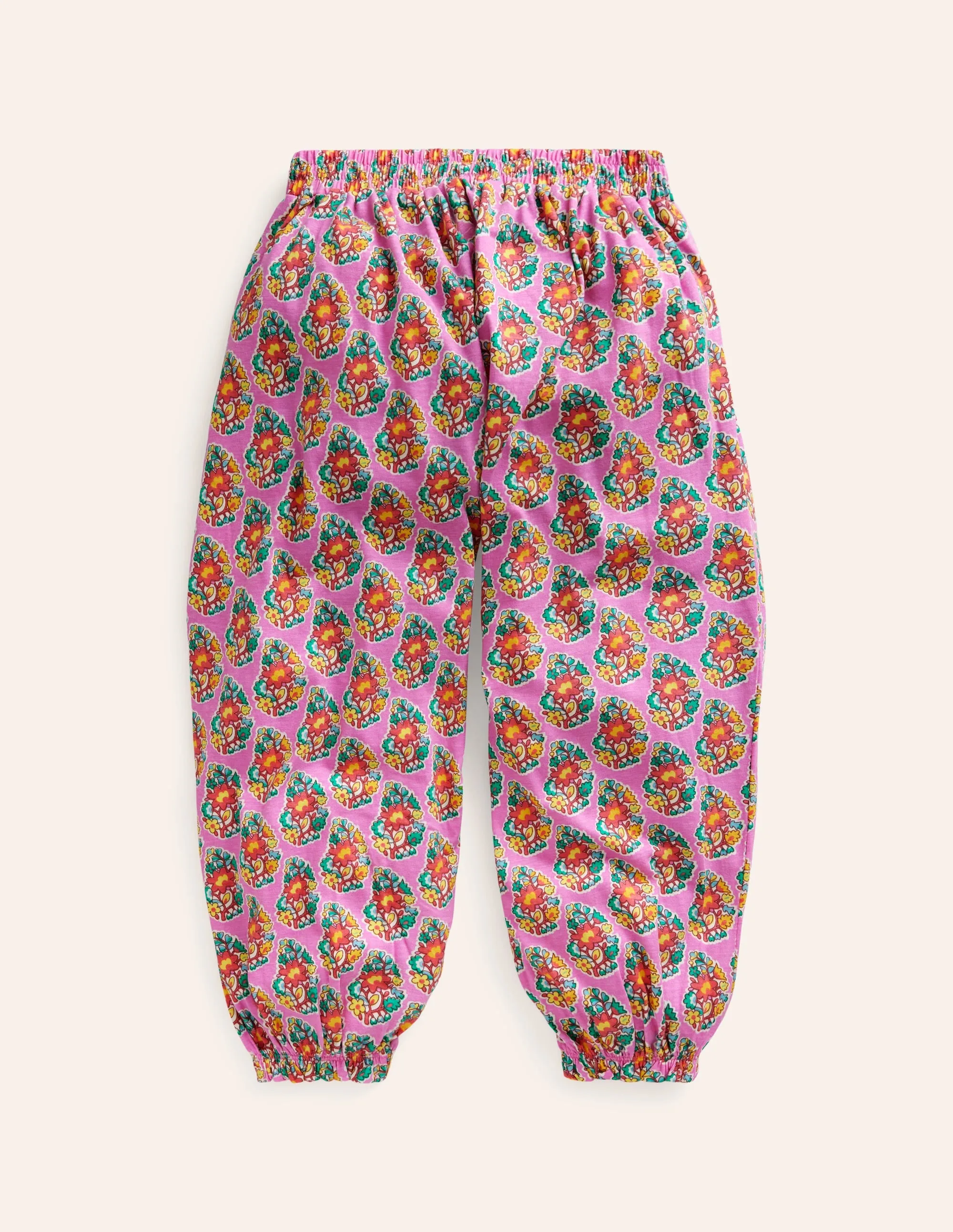 Jersey Harem Trousers-Peony Pink Paisley