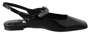 Jimmy Choo Elegant Black Patent Flats with Crystal Accent