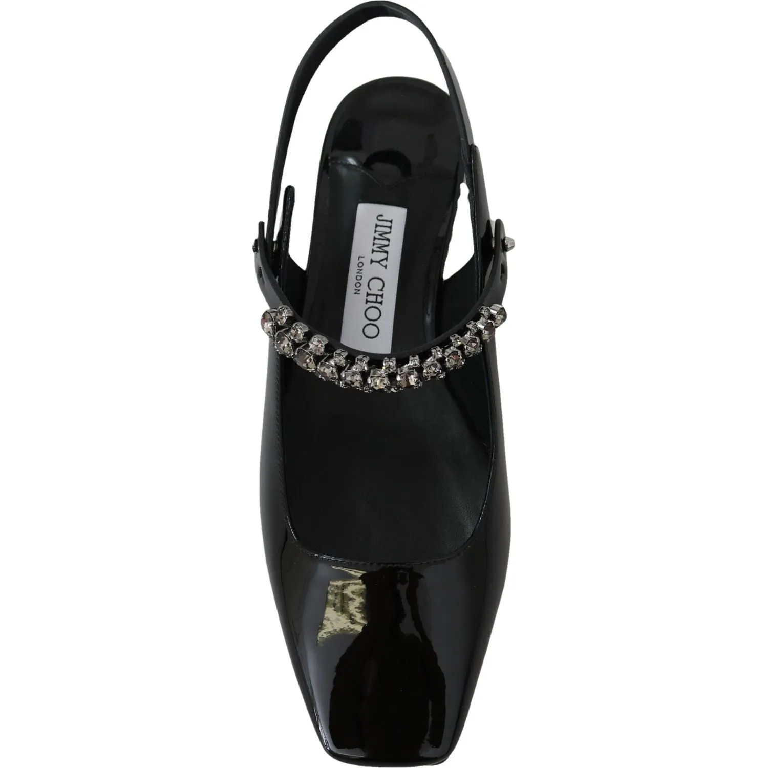 Jimmy Choo Elegant Black Patent Flats with Crystal Accent