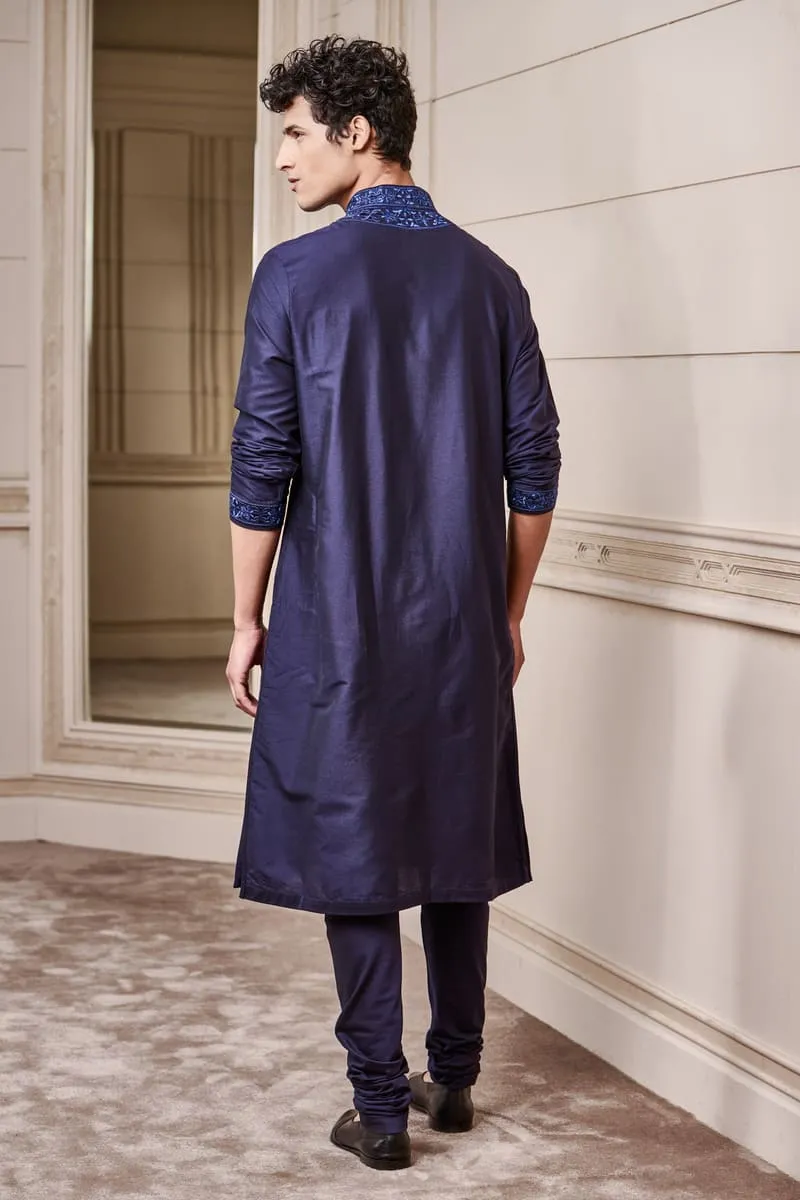 Kurta Set with Embroidered Collar and Placket